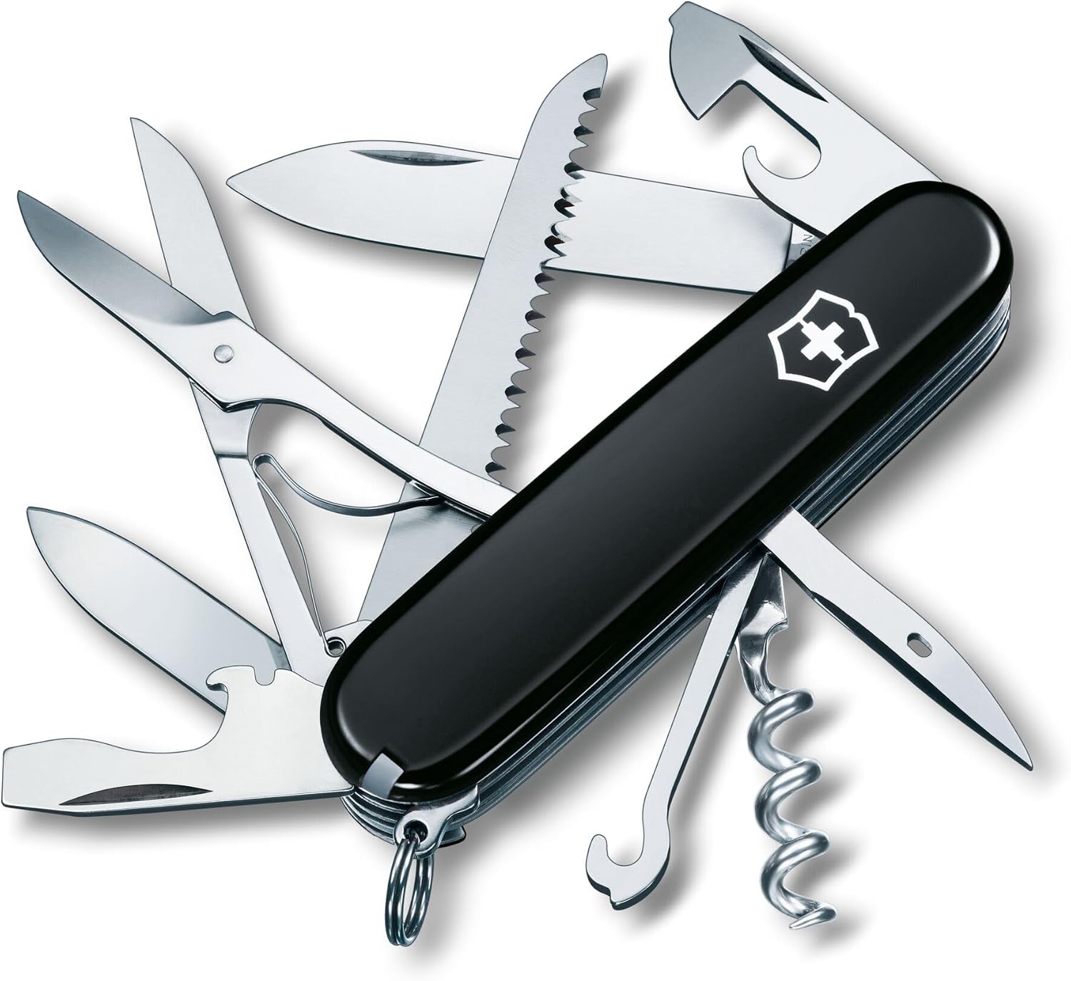Black Victorinox Huntsman Swiss Army knife, 15 functions