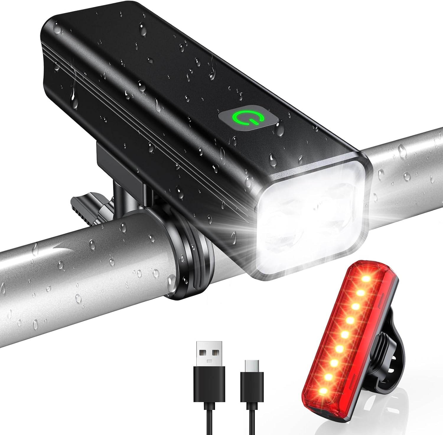 WOCBUY front and rear USB bike light kit